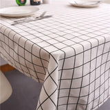 Nappe Rectangulaire en Coton à Carreaux — Blanc