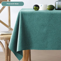 Nappe Rectangulaire en Coton et Lin Résistante aux Taches — Bleu Paon