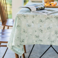 Nappe Rectangulaire en Coton à Pompons et Dentelle — Vert Foncé
