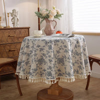Nappe Ronde en Coton et Lin à Fleurs — Fleuri Naturel