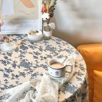 Nappe Ronde en Coton et Lin à Fleurs