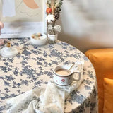 Nappe Ronde en Coton et Lin à Fleurs