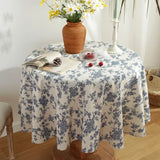Nappe Ronde en Coton et Lin à Fleurs