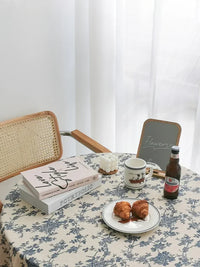 Nappe Ronde en Coton et Lin à Fleurs