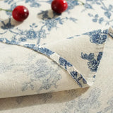 Nappe Ronde en Coton et Lin à Fleurs