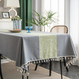 Nappe de Table Grise à Imprimé Floral Vert