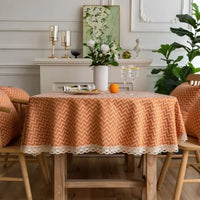 Nappe de table ovale orange avec motif design