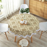 Nappe de Table Ronde en Toile Cirée avec Imprimé Floral