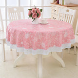 Nappe de Table Ronde en Toile Cirée avec Imprimé Floral