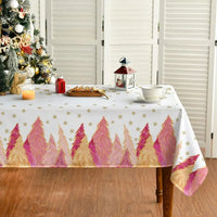 Nappe Table Rose avec Imprimé de Sapins