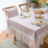 Nappe Table Rose et Rectangulaire à Rayures