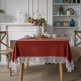 Nappe de Table Rouge avec Dentelle