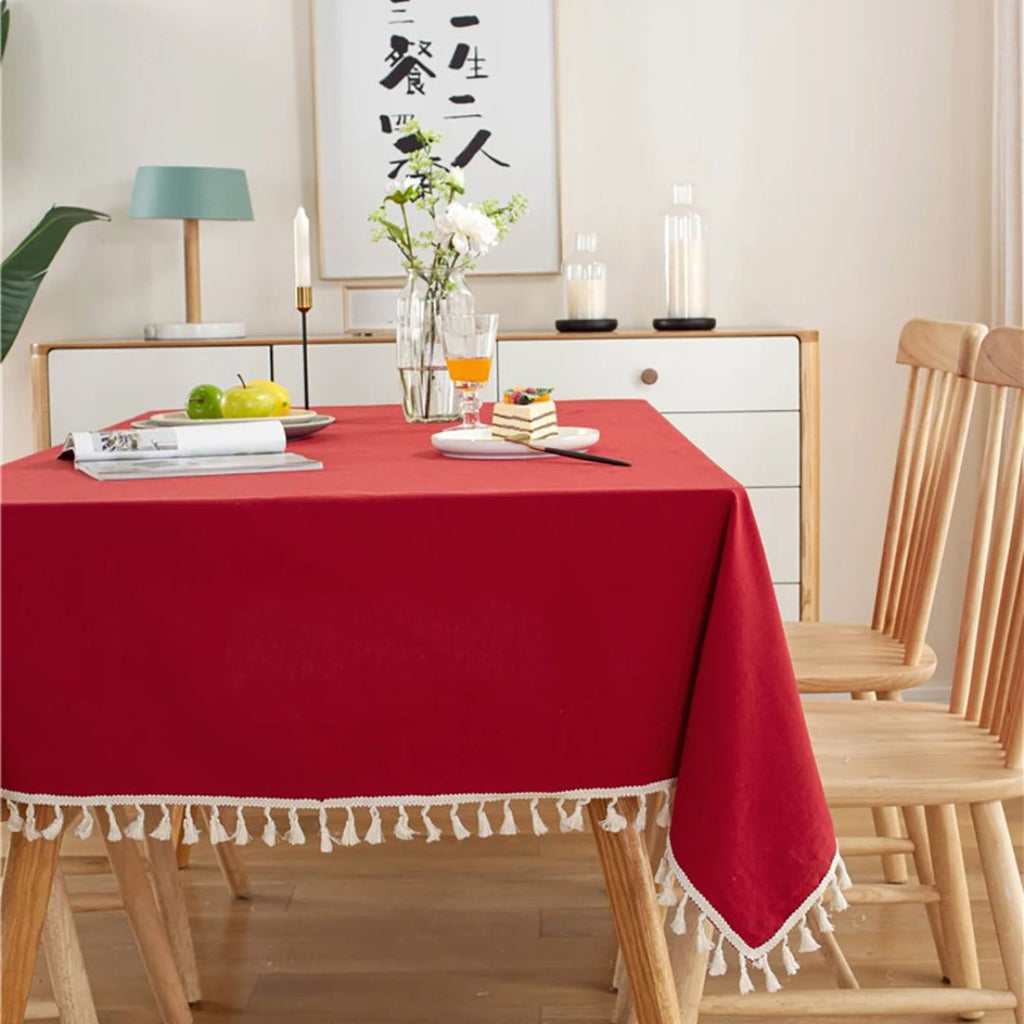 Nappe Table Rouge et Rectangulaire en Coton – Les Nappes