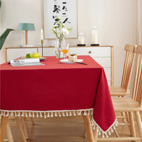 Nappe Table Rouge et Rectangulaire en Coton