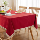 Nappe Table Rouge et Rectangulaire en Coton