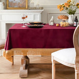 Nappe Table Rouge en Velours avec Pampilles