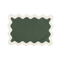 set table rond brode vert sauge festonne
