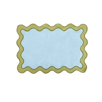 set table rond brode vert sauge festonne